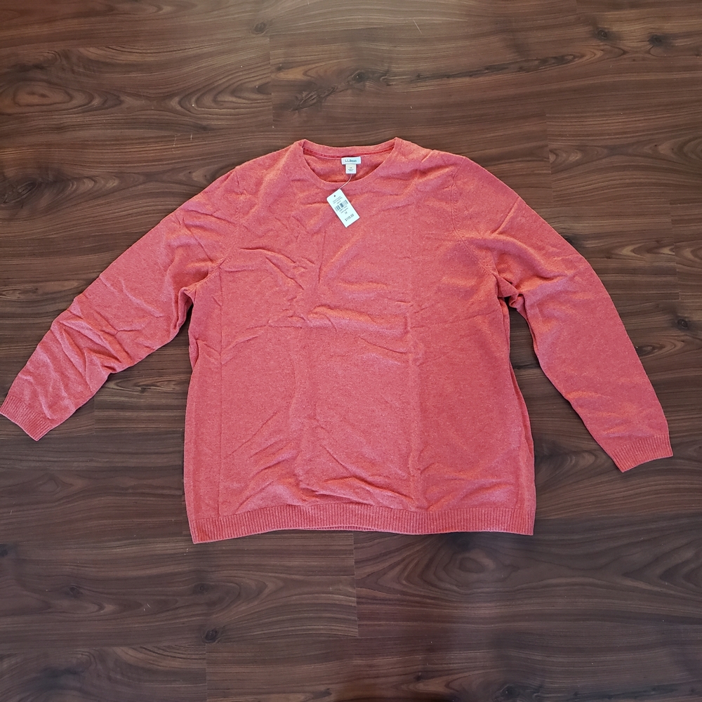 NEW L.L. Bean Women's Sz 3X Coral 100% Cashmere Knit Sweater!